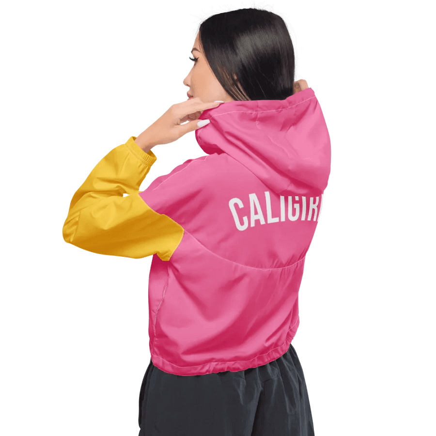 CALIGIRL Pink/Yellow Women's Cropped Windbreaker product image (4)