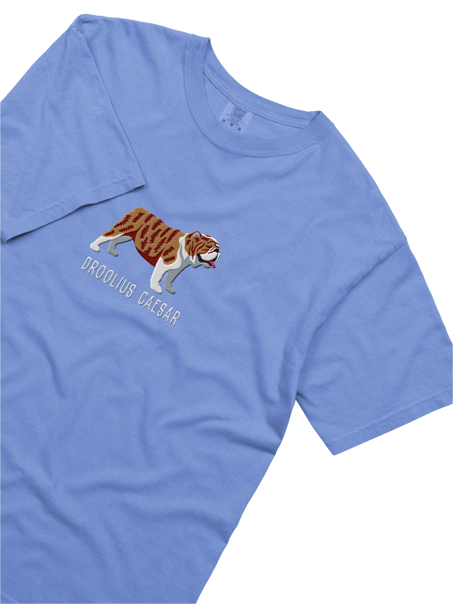 Droolius Caesar T-Shirt(Embroidered) of an English Bulldog(Brindle & White) product image (5)