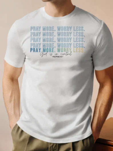 Pray More Worry Less 2.0 - Unisex Tee - Teal Gradient - Light Colors product image (1)