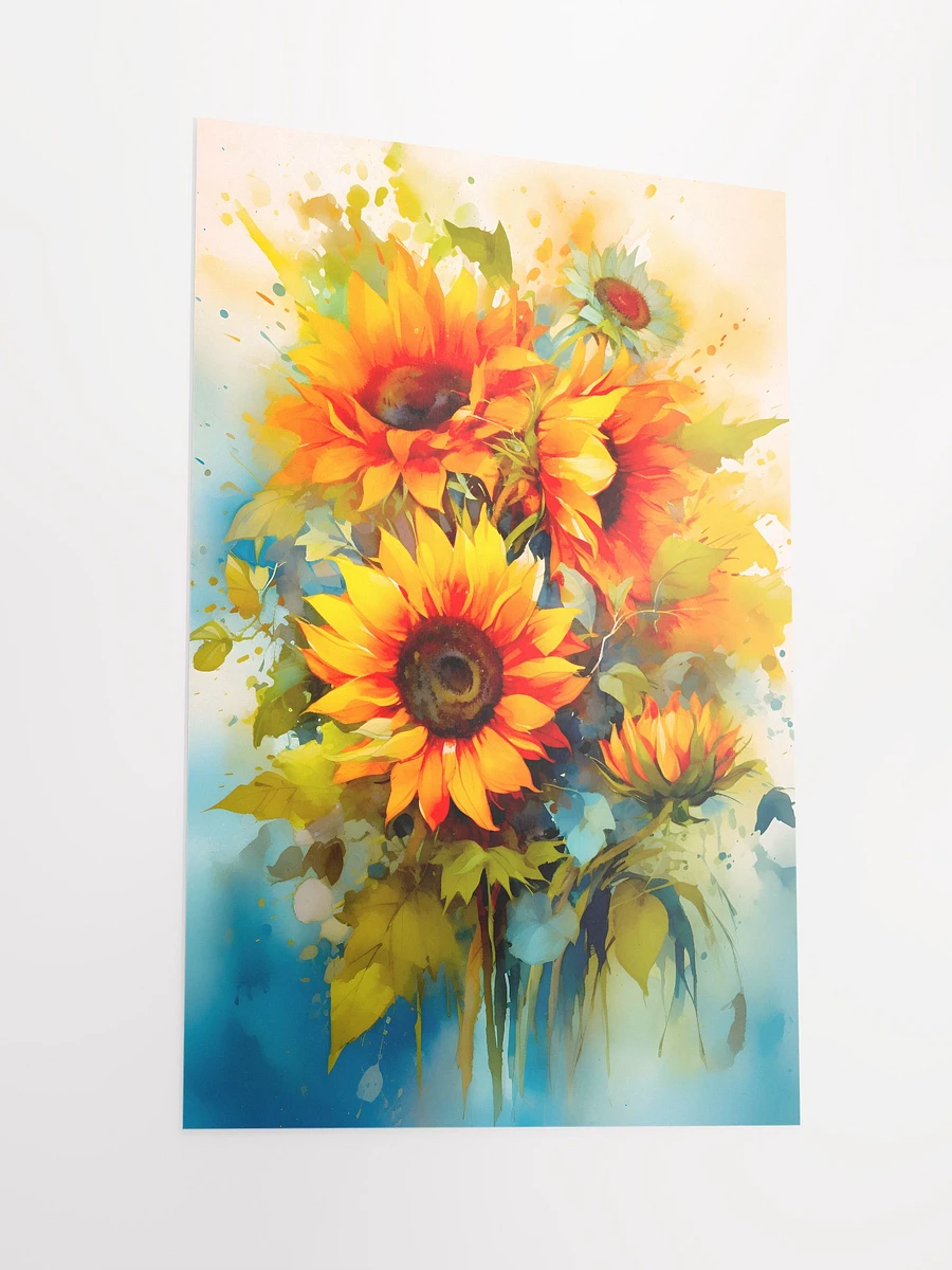 Vibrant Watercolor Sunflowers in Bloom Watercolor Painting Matte Poster product image (4)