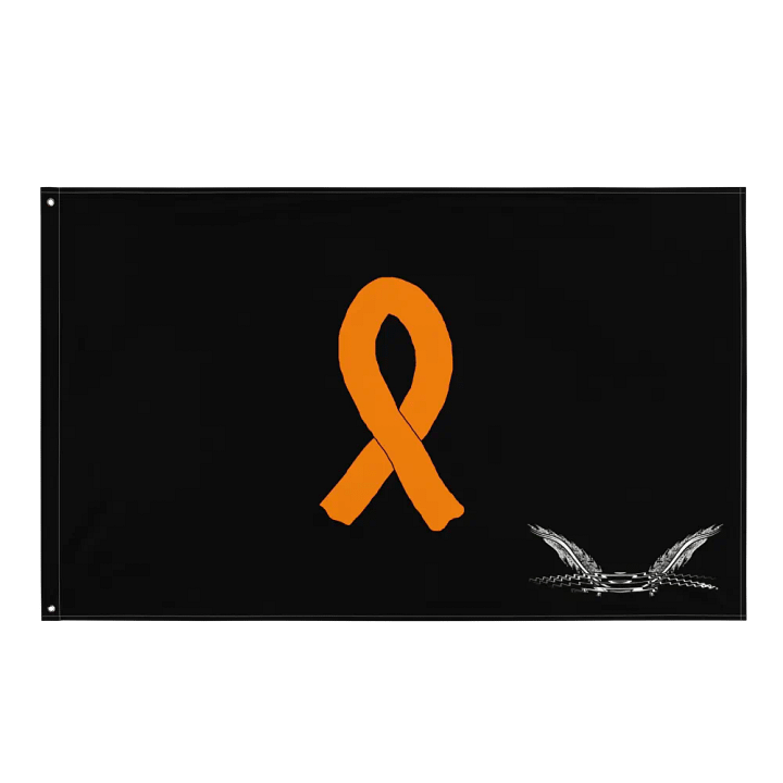 White HApex Gear White Logo Cancer Awareness Orange Ribbon. Black Flag product image (1)