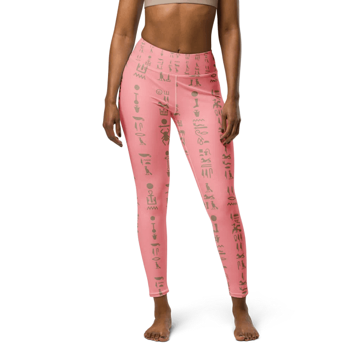 Isis Pink Full Pattern Hieroglyphs Yoga Leggings product image (1)