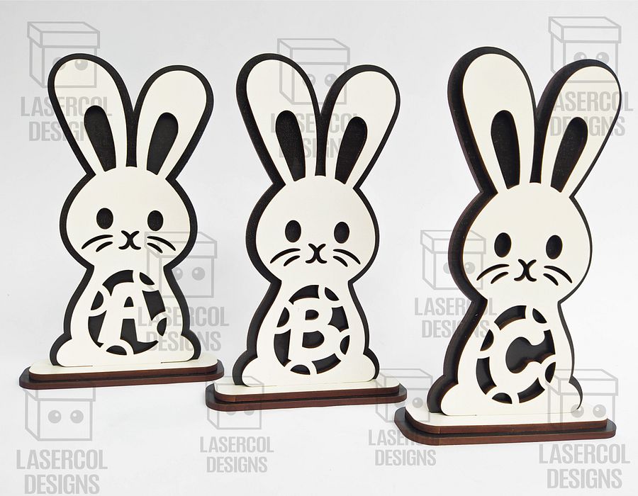 Easter Bunny Monogram Set 1 (3 Sizes) - Laser Cut Files product image (9)