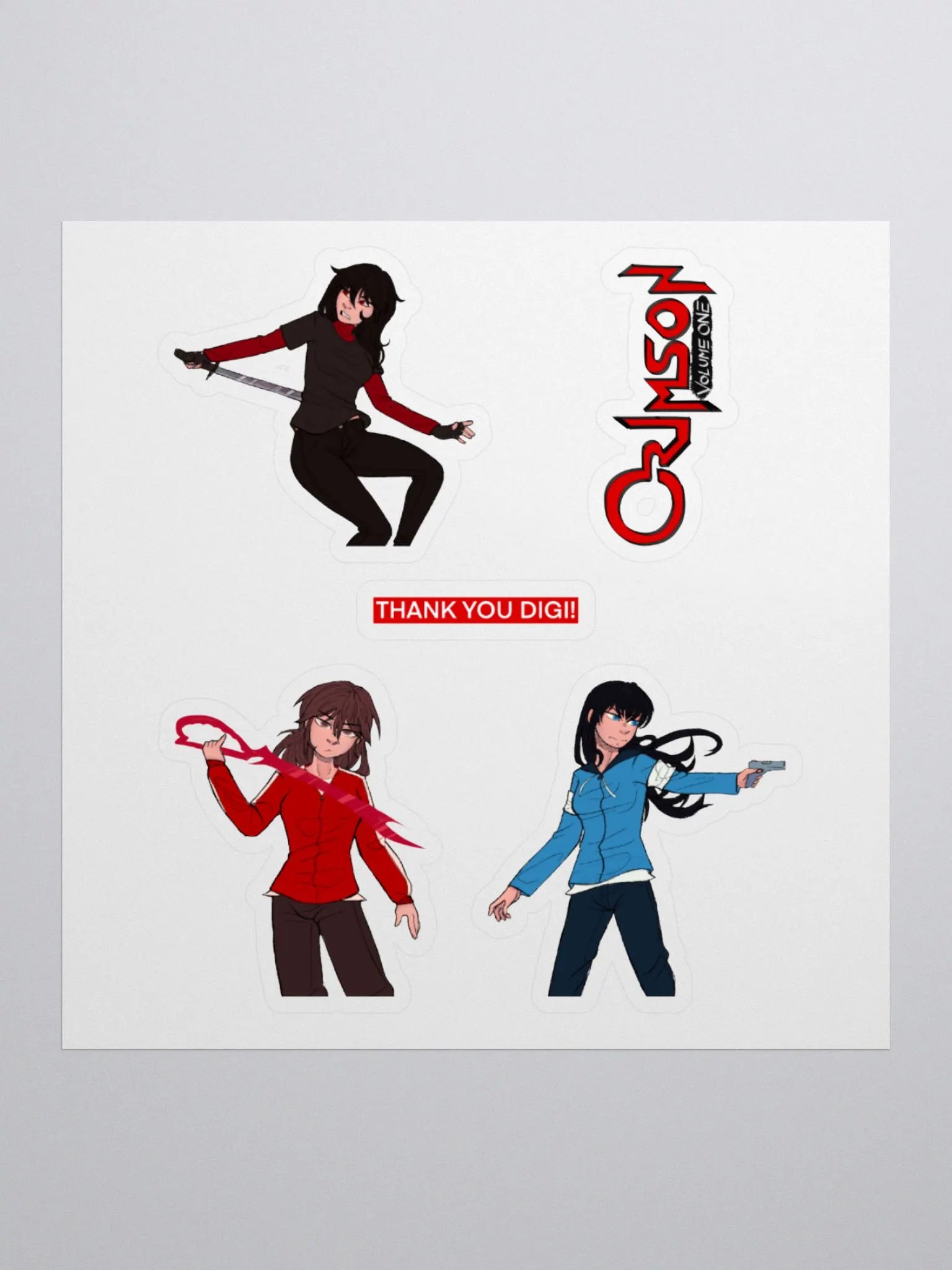 Crimson Trio 5-Sticker Set (By Digital Puff) product image (2)