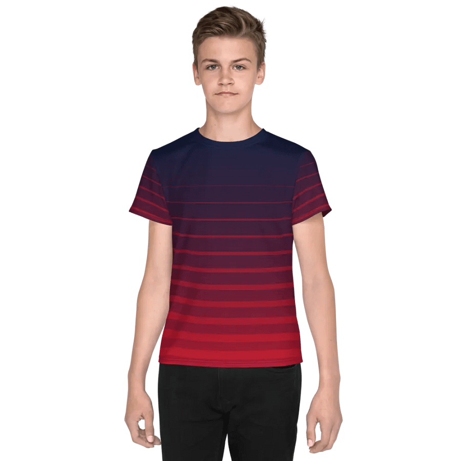 Navy to Red Gradient Striped Tee product image (1)