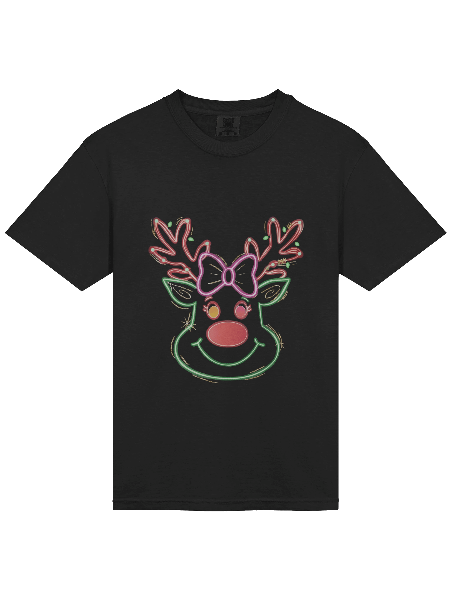 Neon Glow Reindeer T-Shirt | Heavyweight Cotton Festive Tee product image (2)