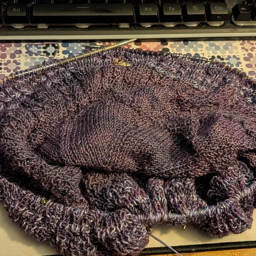 Been working on my Purple Shadows shawl recently and I am loving how it is turning out. 💜 #knitting #shawl