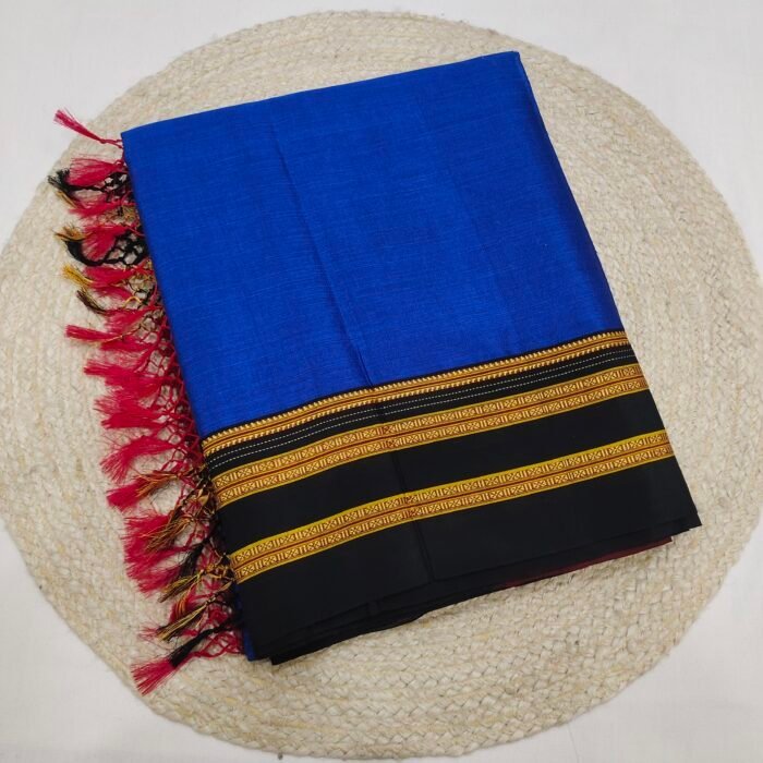 Elegant Blue Black Border Handloom Ilkal Sarees product image (1)