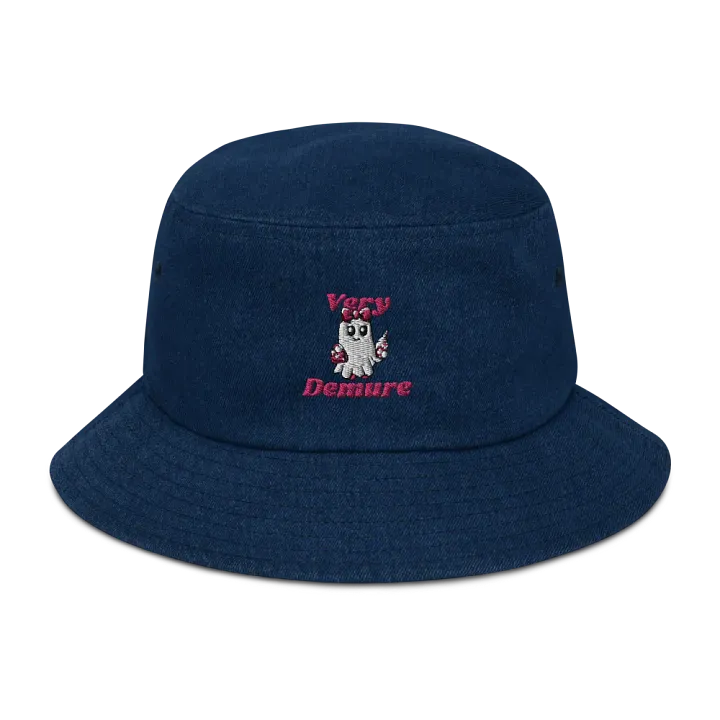 Very Demure Cute Ghost Embroidered Denim Bucket Hat product image (1)