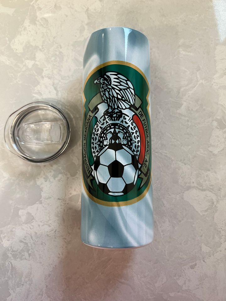 Futbol Mexicano Tumbler Cups | 20oz Skinny Tumbler | Personalized Tumbler | Mexican Tumbler with Straw product image (1)