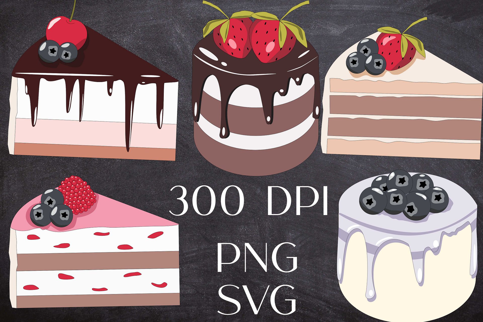 14 Delicious Cakes Instant Download PNG SVG product image (2)