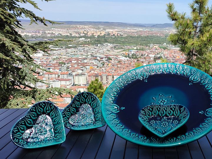 Ceramic turquoise set — handmade pottery, handmade ceramic, home decor, handmade gift, Turkish ceramic product image (2)