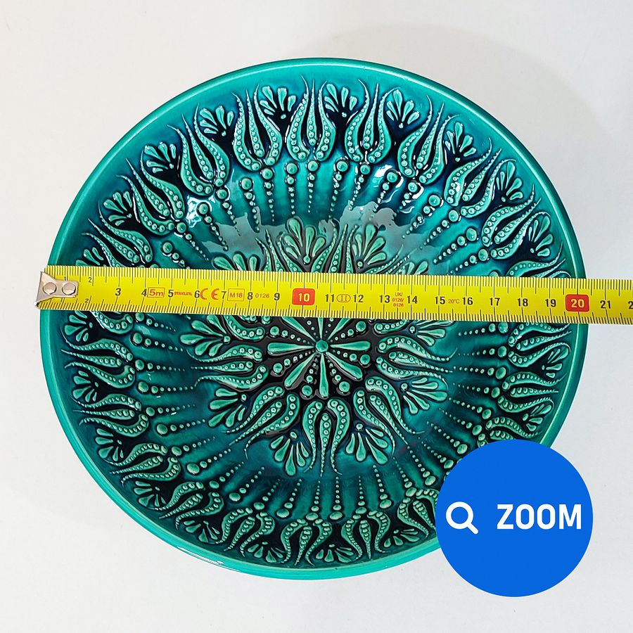 Ceramic turquoise bowl (20 cm) — handmade pottery, handmade ceramic, home decor, handmade gift, Turkish ceramic product image (7)