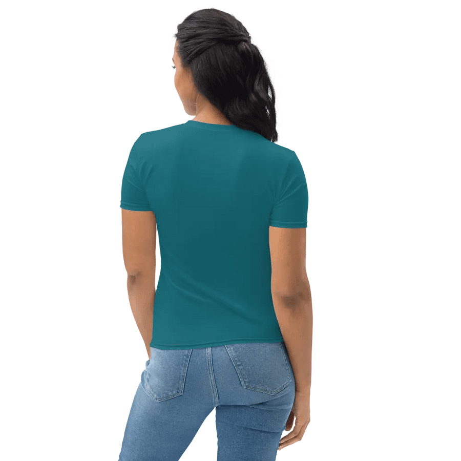 Plain Teal Blue True Summer Women's Crewneck Polyester Heavyweight Premium T-Shirt by Treasure Pie product image (8)