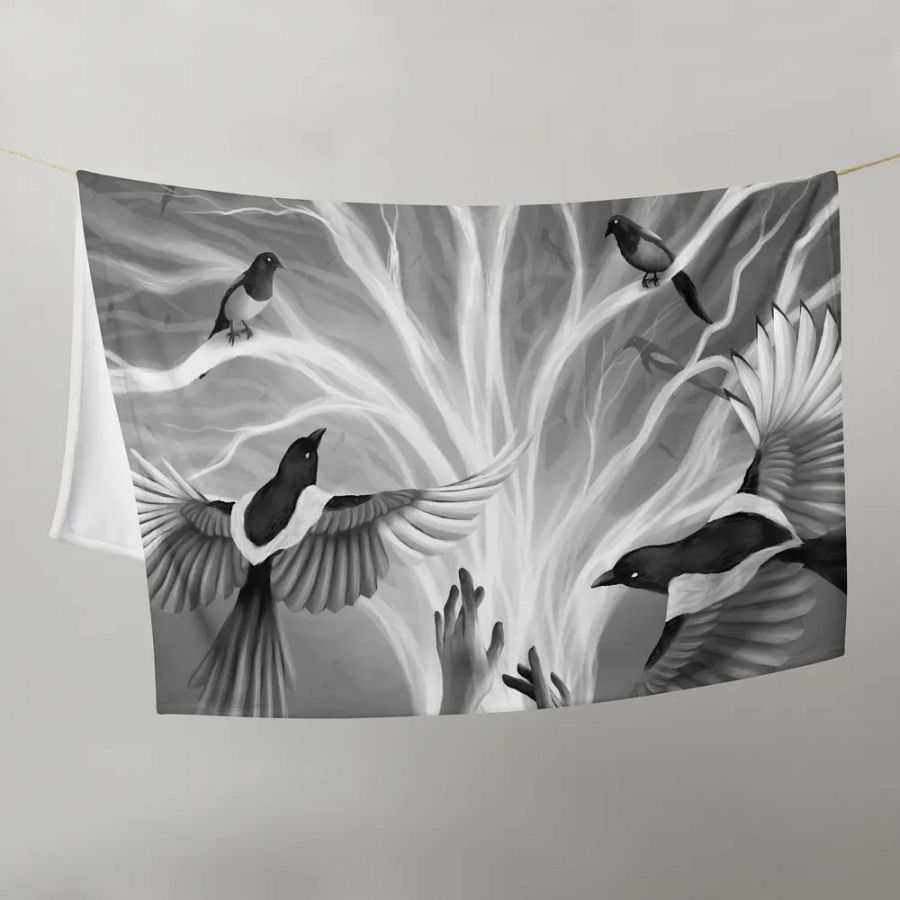 The Magpie Tree Throw Blanket product image (1)