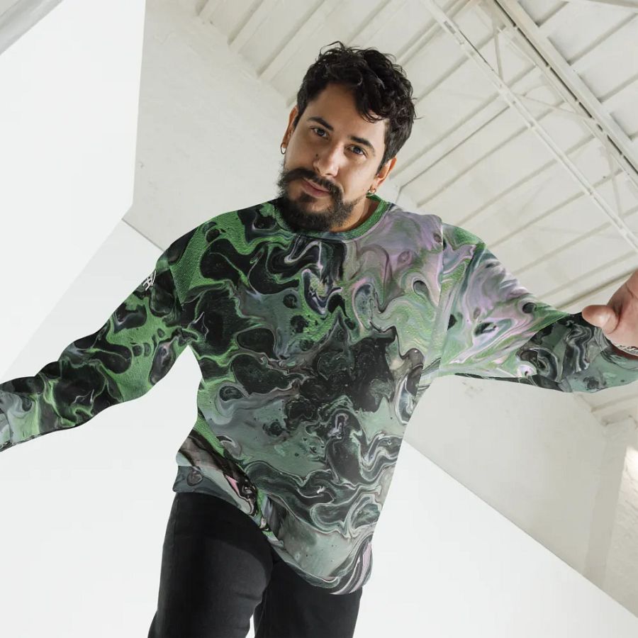 Metallic Green Fluid Acrylic Sweatshirt product image (5)