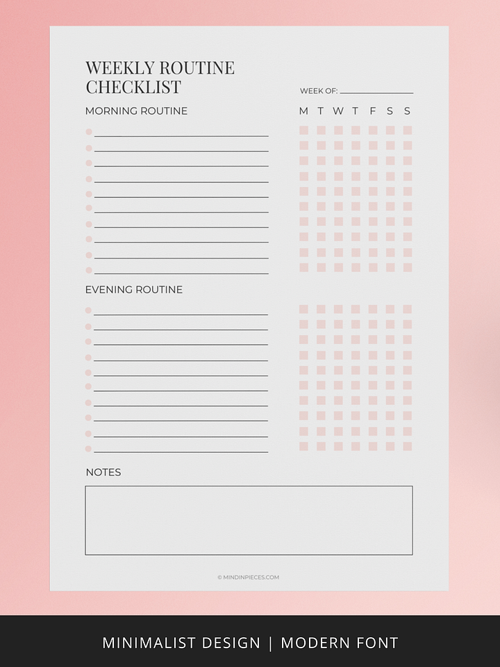 Weekly Routine Checklist Printable Digital Download product image (2)