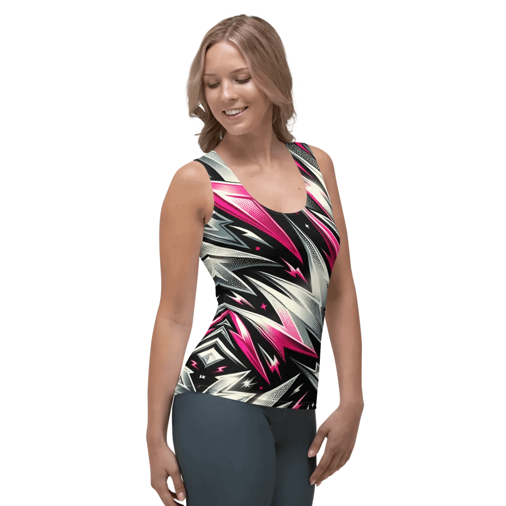 T3 Silver & Hot Pink Lightning Womens Tank product image (4)