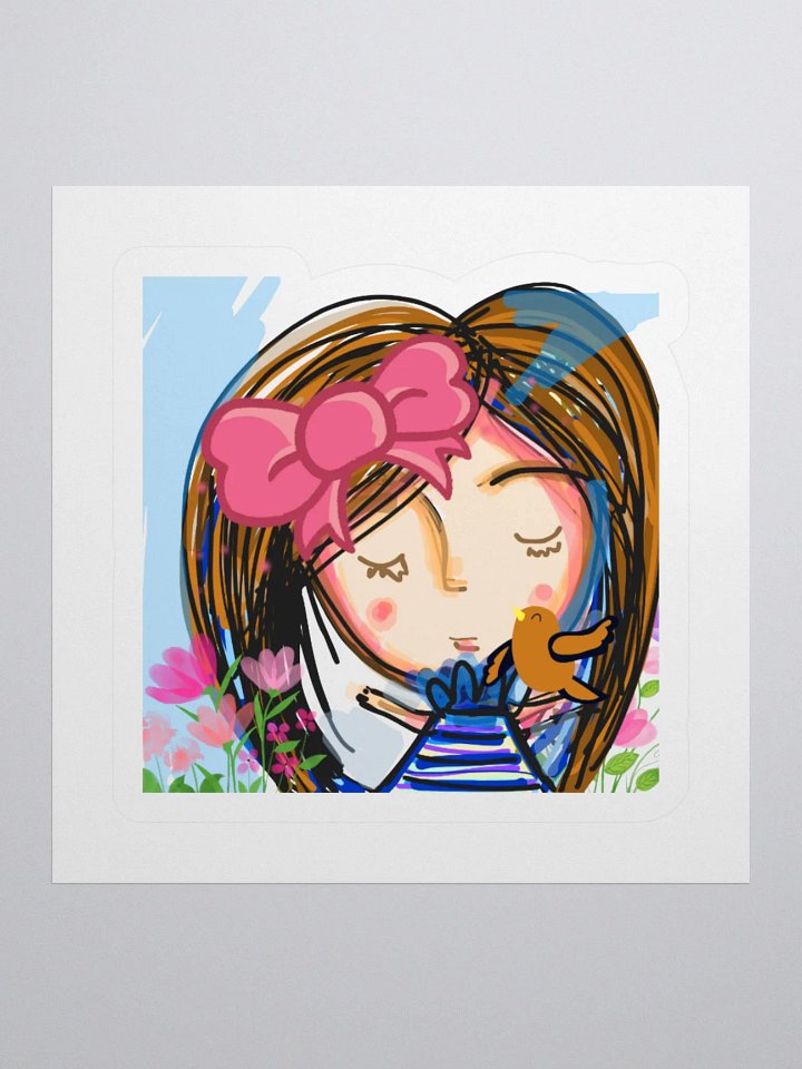 Whimsical Girl and Bird Kiss Cut Stickers product image (1)