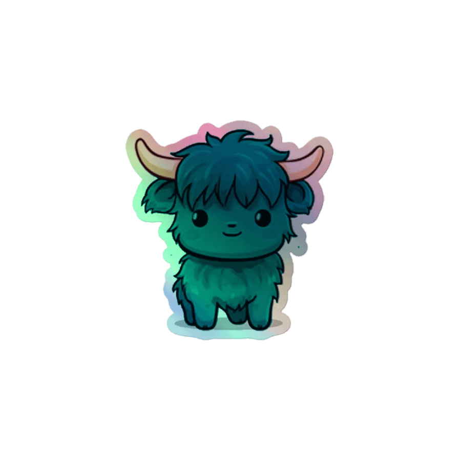 Blue Fluffy Cow Sticker product image (1)