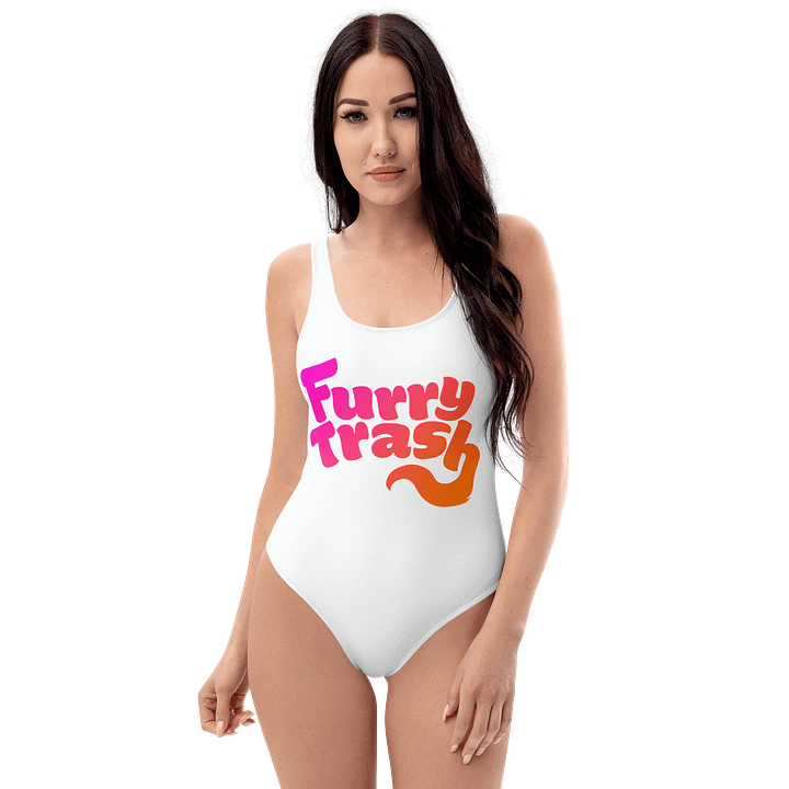 Furry Trash Swimsuit – Bubble Logo (Sunrise on White) product image (1)