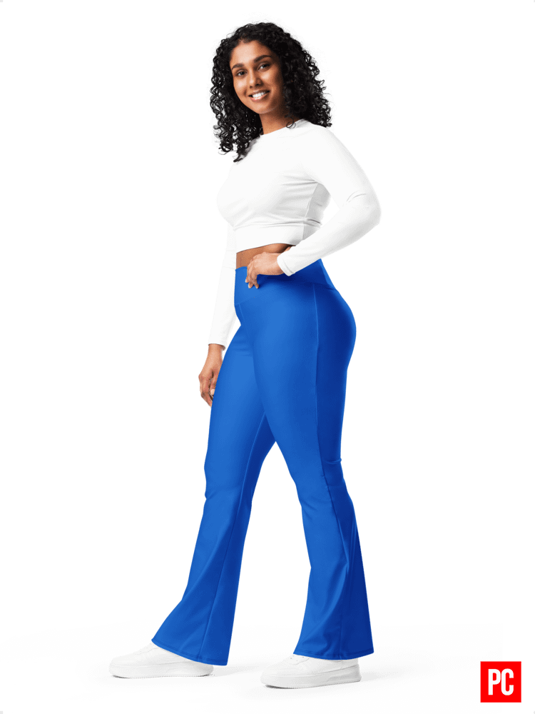 Plain Color Absolute Blue Flare Leggings product image (4)