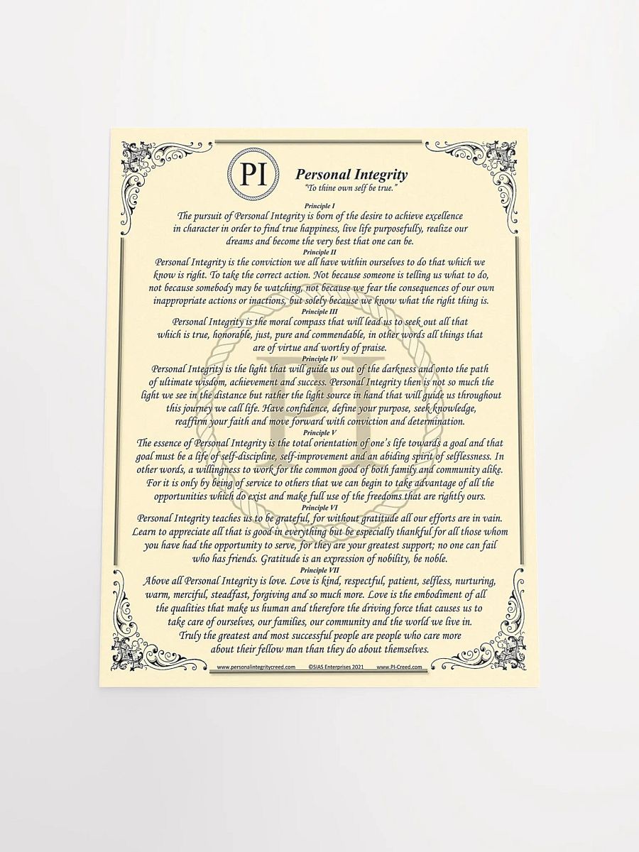 Personal Integrity Creed Poster 12"x16" product image (4)