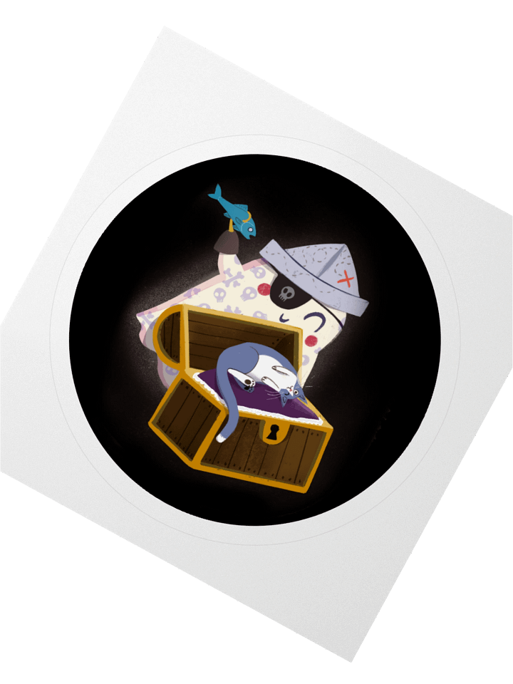 Little Ghost Pirate & Cat - Vinyl Sticker product image (1)