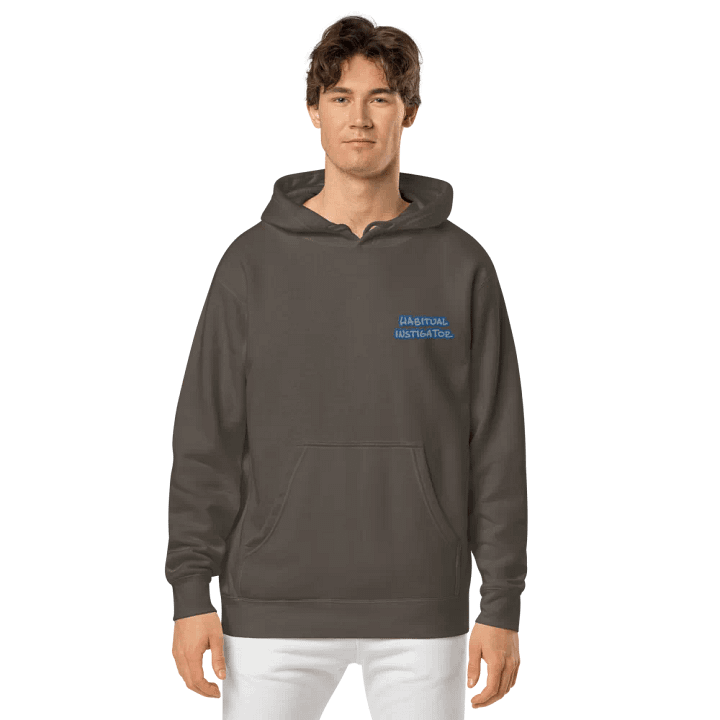 Habitual Instigator (L.C. blue steel design) embroidered pigment hoodie product image (2)