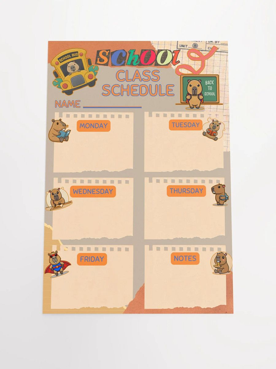 Cute Capybara School Class Schedule Poster product image (2)