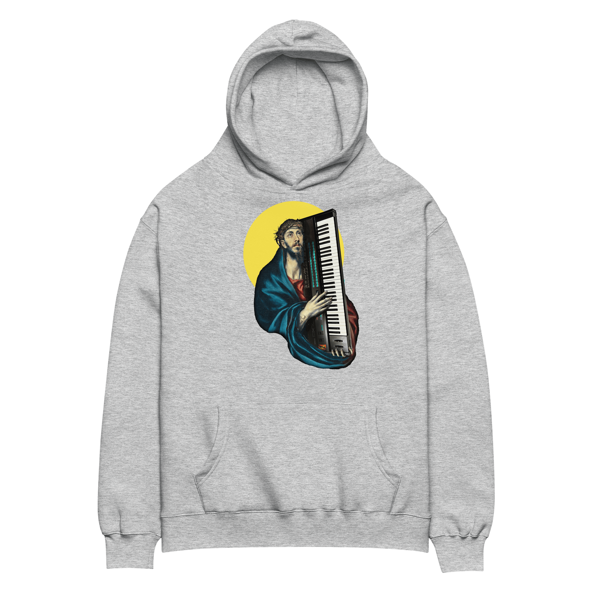 Christ Carrying the DX7 by Frank Fonik (Yamaha DX7), Techno EDM Unisex Premium Oversized Hoodie product image (6)