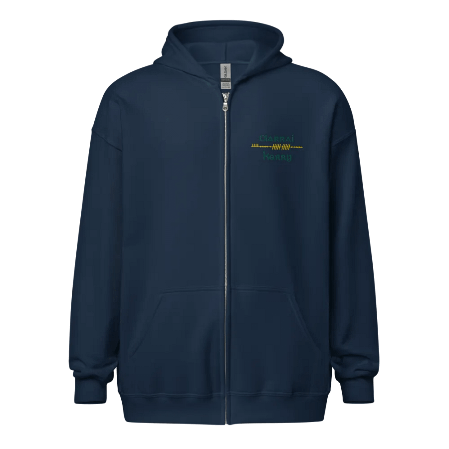 Kerry/Ciarraí Scholastic style Ogham embroidered Zip Hoodie product image (1)