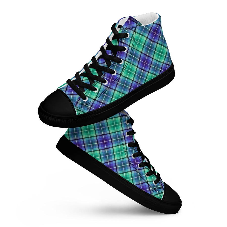 Bright Green and Purple Plaid Men's High Top Shoes product image (13)