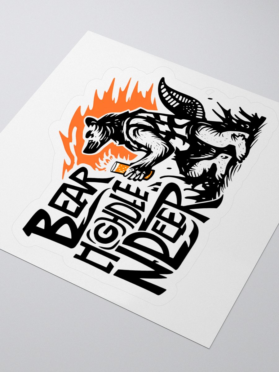 Flame-Backed Bear Holding Beer | Bold Lettering Art Sticker product image (8)