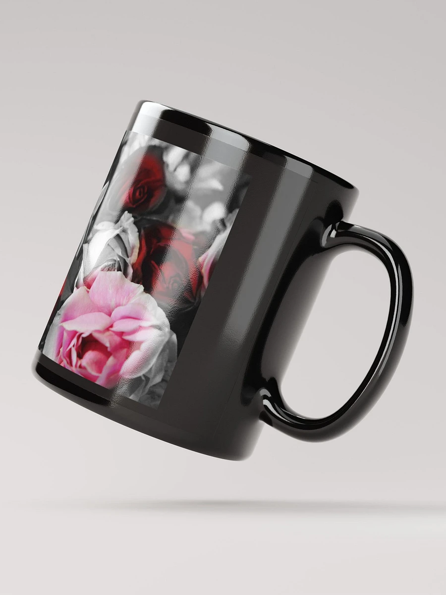Black and White Roses Fade To Pink and Red Black Coffee Mug product image (3)