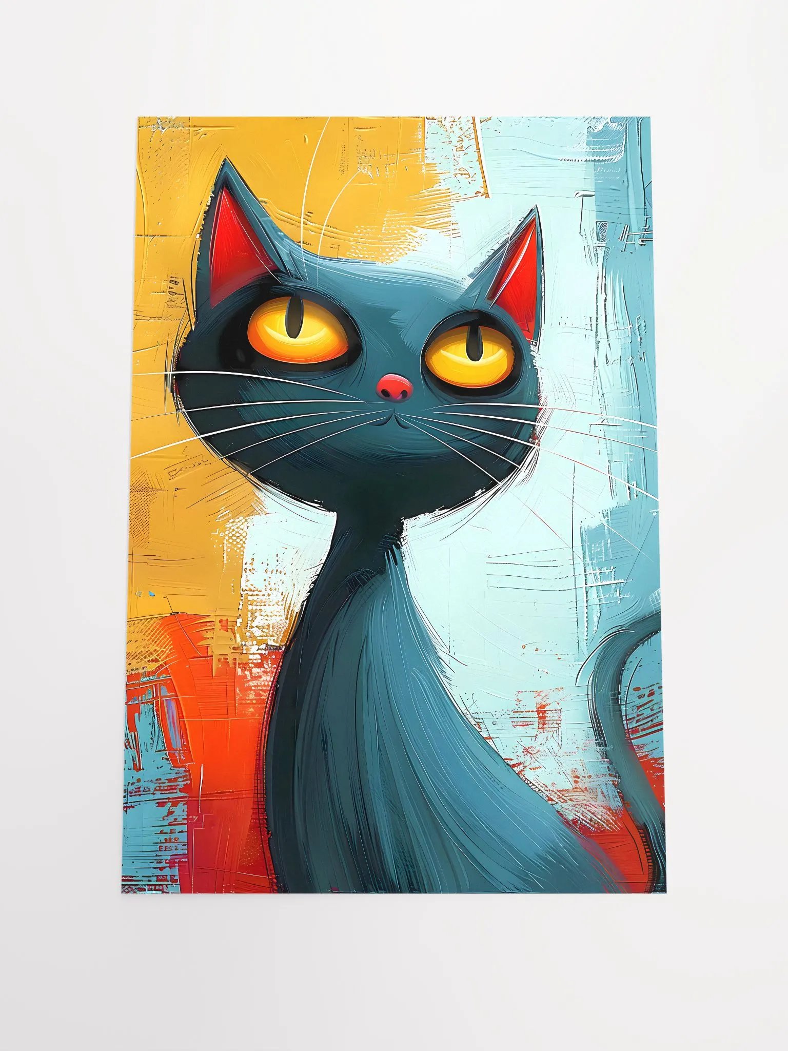 Curious Gaze of a Modern Art Cat: Abstract Feline Matte Poster product image (3)