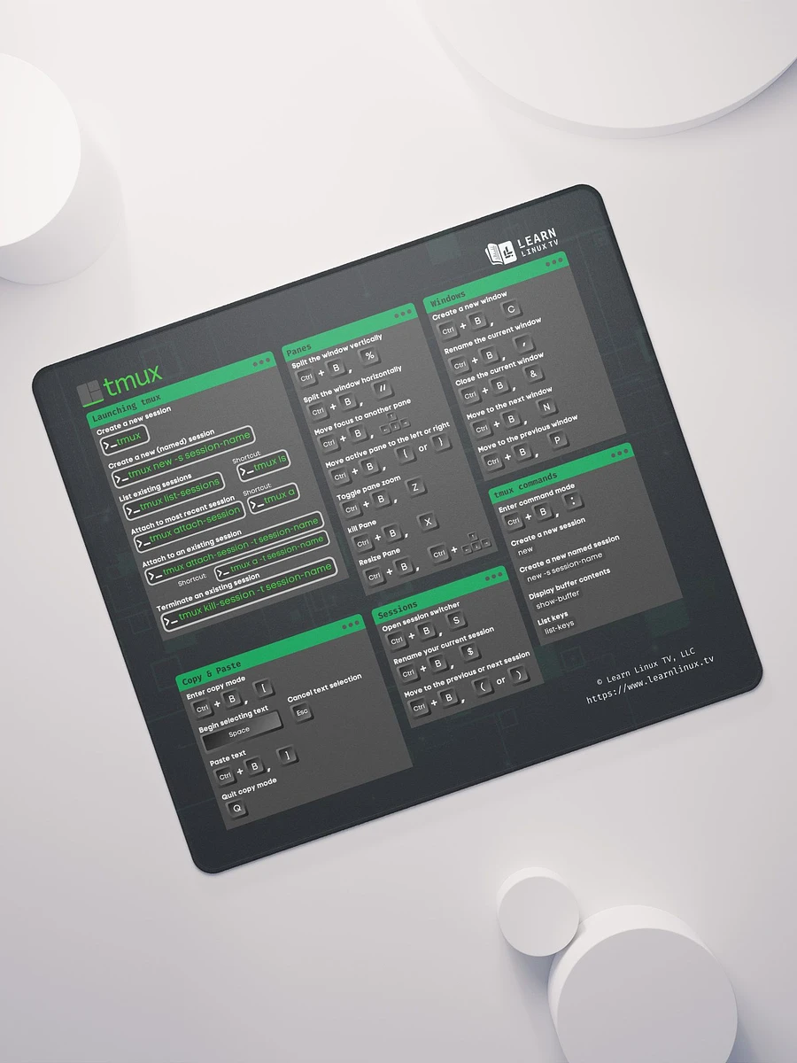 tmux Cheat Sheet Mouse Pad (Oversized Version) product image (8)