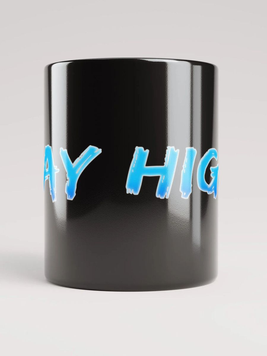 Black Glossy Stay High Mug (Blue Text) product image (2)
