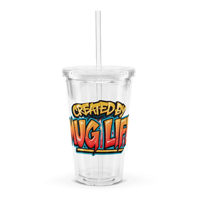 16oz Double Wall Clear Plastic Tumbler with Lid & Straw