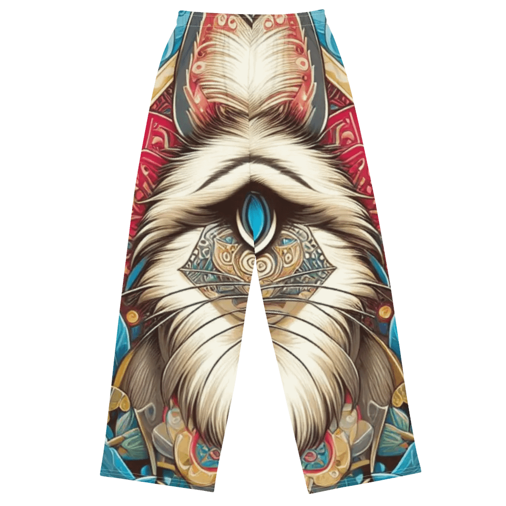All-Over Print Unisex Wide-Leg Pants | AI Design cat product image (2)