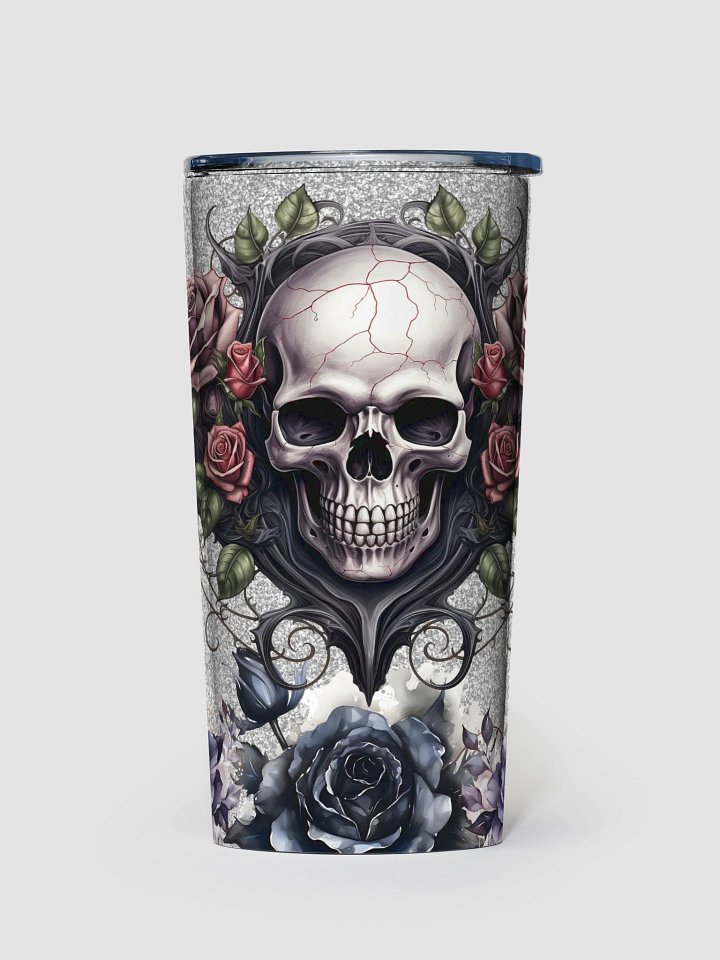 Rose-Adorned Skull Stainless Steel Tumbler product image (1)