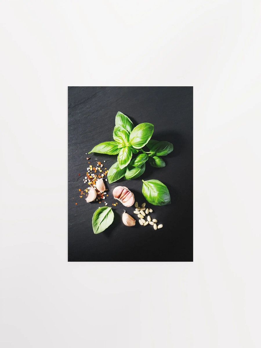 Food kitchen poster: Garlic and basil (Italian, Spanish cuisine) — Kitchen wall decor product image (6)