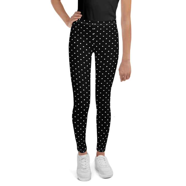 Girl's All-Over White Polka Dots Leggings product image (1)