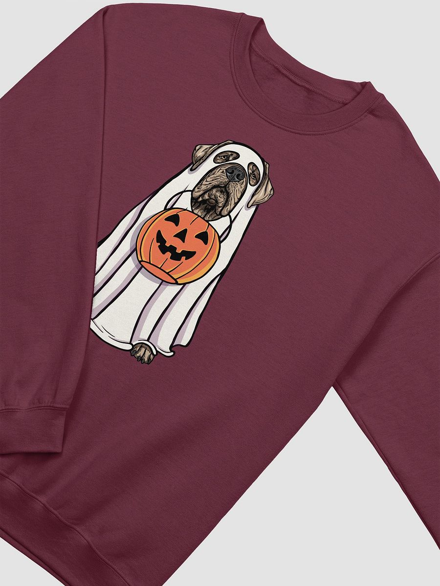 Funny Halloween Neapolitan Mastiff Sweatshirt | Funny Dog Wearing a Ghost Costume and Holding a Pumpkin Basket product image (13)