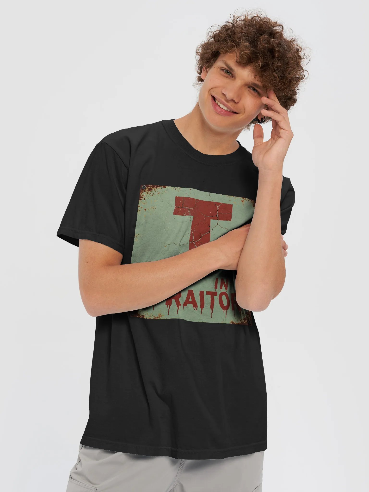 T as in traitor garment-dyed heavyweight t-shirt by dark alphabet product image (5)