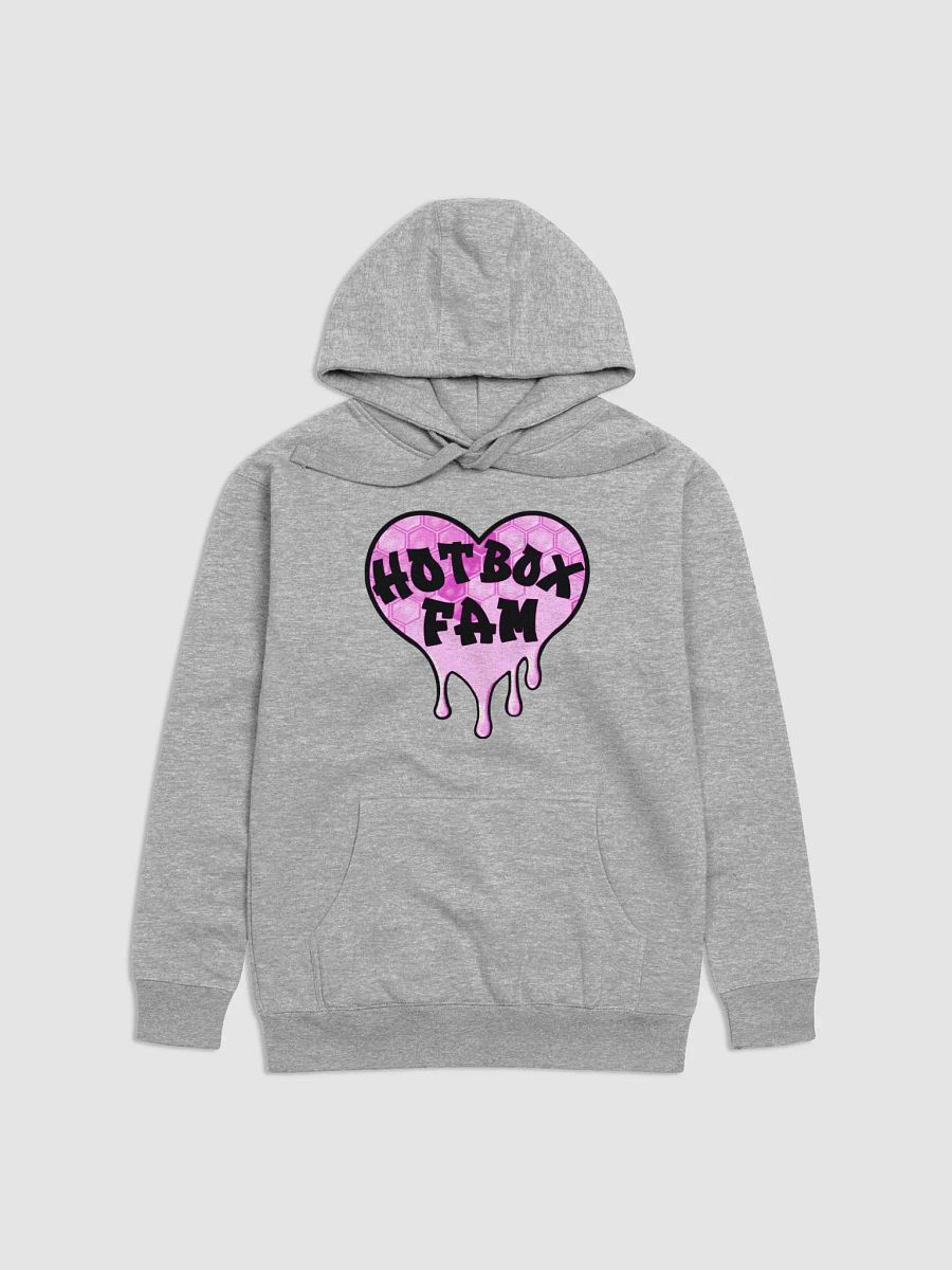 UNISEX HOT BOX FAM PINK HONEY COMB LOGO GREY HOODIE product image (1)