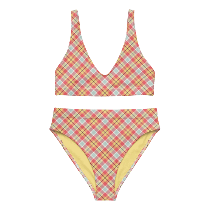 Coral Pink, Yellow, and Mint Plaid Bikini product image (2)