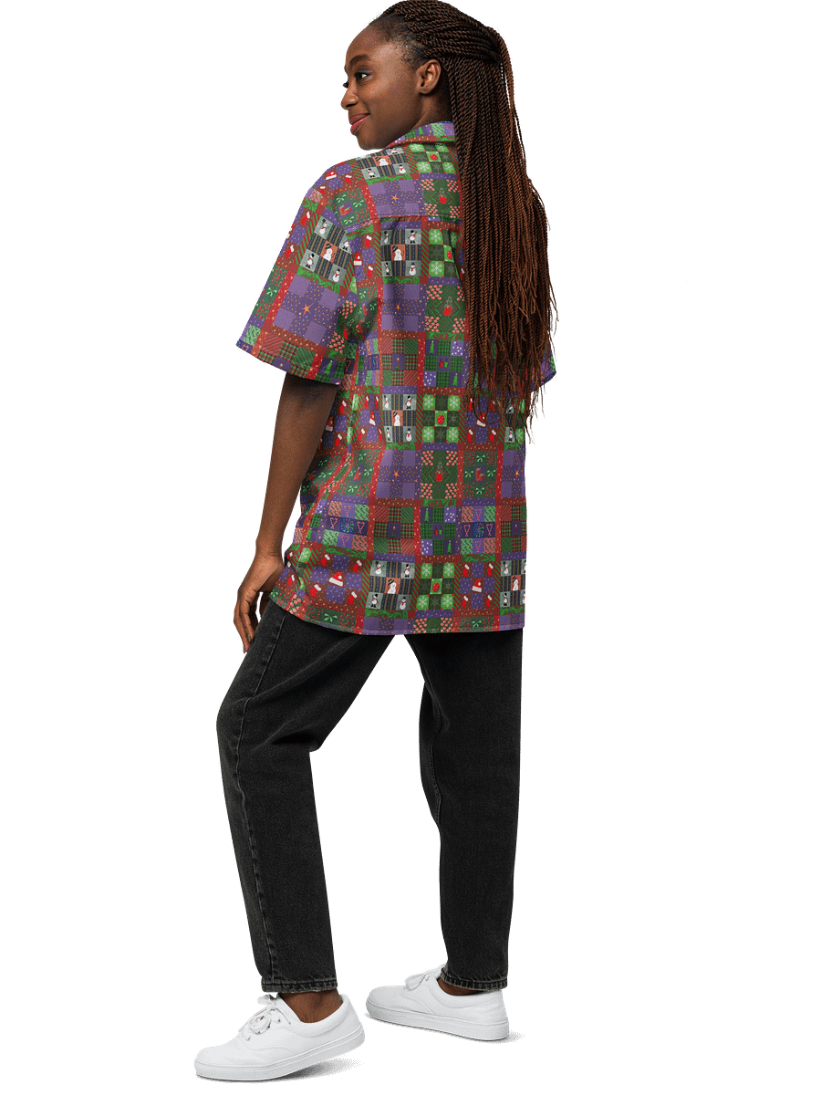 Christmas Patchwork Oversized Button Down Shirt product image (7)
