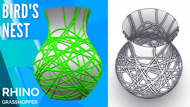 Vase Design bird's nest style Parametric Design Grasshopper Rhino Files Download product image (2)