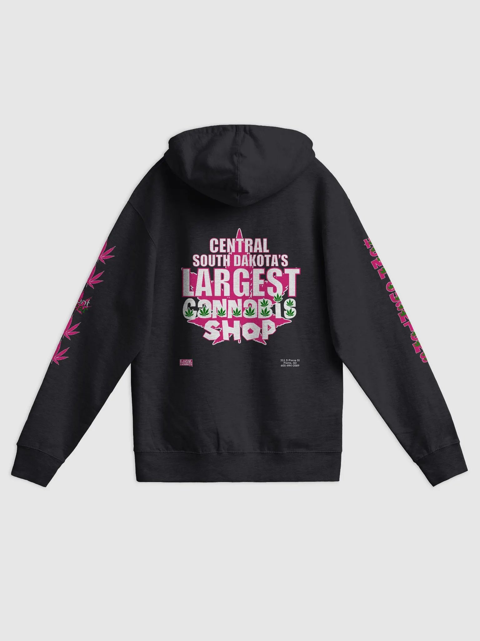 Hemp Quarters Pink Front/Read/Sleeves Zipper Hoodie product image (2)